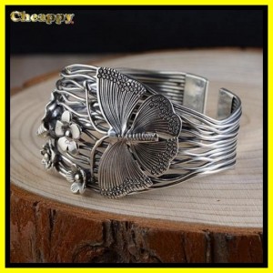 Handgemaakte zilveren vlinder armband