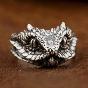 Prachtige zilveren ring - Snake head