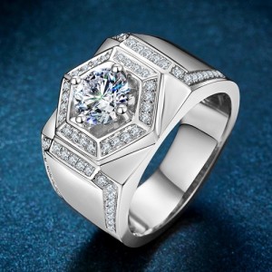 Zilveren ring met Moissanite Diamant 1 karaat D kleur