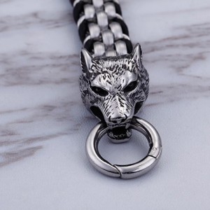 Viking armband met wolvenkop ring sluiting