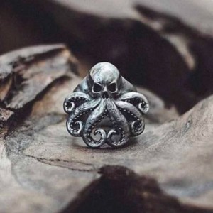 Skull ring met octopus