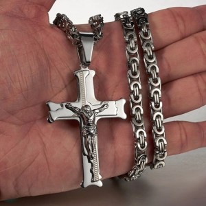 Koningsketting - Ernesto - zilverkleur met kruis