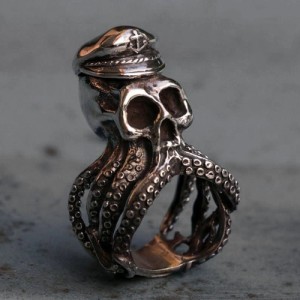 Skull ring met octopus