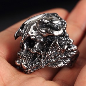 Skull ring met jaguar schedel