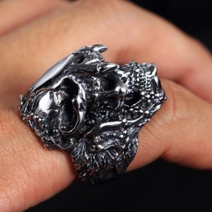 Skull ring met jaguar schedel